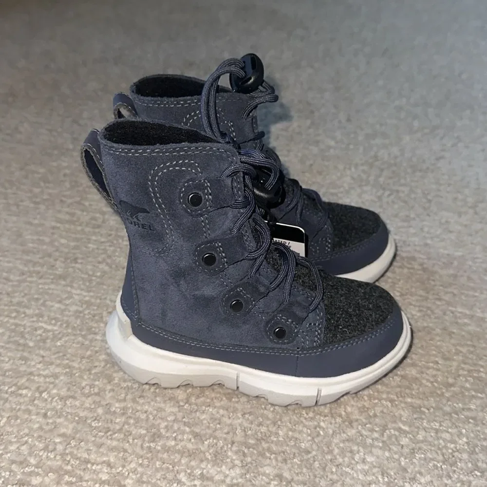 SOREL Kids' Explorer Waterproof Lace-Up Boot Blue India Ink/Moonstone Size 11